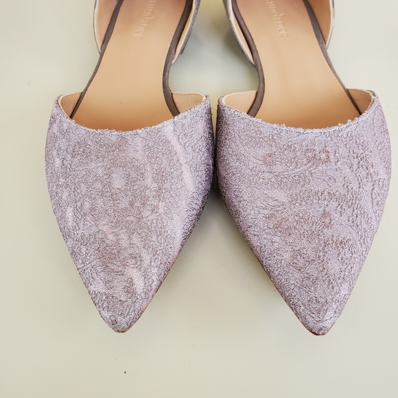 Sundance Catalog Pointed Toe Flats 39 Damask Lace Shimmer Leather 8.5 - Picture 6 of 9